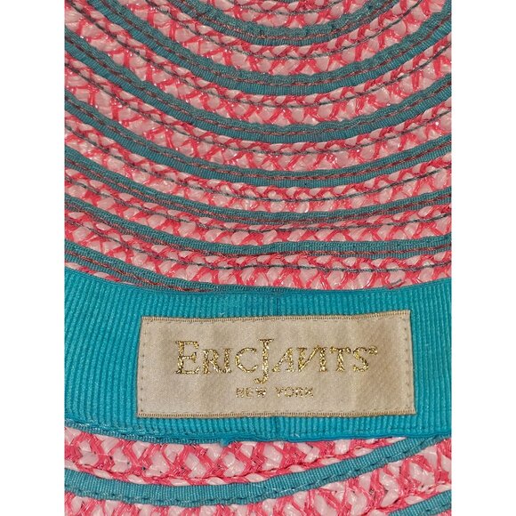 Eric Javits Women's Pink Teal Striped UPF 50+ Packable Squishee Bucket Hat 2701 - Picture 9 of 16